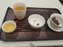 赏福茶盘家用轻奢现代小型沥储水式茶台功夫茶具竹茶盘简约托盘 胡桃色-长条长方盘黑底中号 【尺寸看图标注】 实拍图