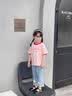 班喜迪女童短袖t恤夏季2026新款儿童半袖上衣洋气时髦宝宝衣服夏装童装 粉小猫 100 实拍图