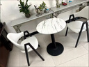 爱派森简约现代休闲小户型接待洽谈桌椅组合奶茶咖啡店饭餐桌阳台小圆桌 卡其色2皮椅+60胡桃色圆桌 实拍图