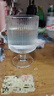 竖纹玻璃高脚杯酸奶冰淇淋杯子高颜值咖啡杯红酒杯 竖纹高脚杯 200ml 1只 实拍图