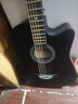 维卡斯（WEIKASI）民谣吉他初学者木吉他单板新手入门练习琴guitar吉它学生男女乐器 38英寸纯黑色+礼包【初学推荐】 实拍图