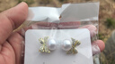 蝴蝶结闪钻仿珍珠耳钉女韩国高级感耳环百搭气质精致耳饰 白色 实拍图