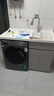 【京喜甄选】阳台洗衣柜蜂窝铝一体台盆洗衣池滚筒洗衣机柜浴室柜 灰色120CM单独下柜+双下水+抽拉水龙头【备注左右盆】 实拍图