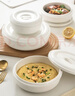 贝瑟斯 陶瓷碗蒸饭碗 蒸菜碗陶瓷蒸蛋碗带盖碗家用汤碗纯白瓷碗5.5英寸 实拍图