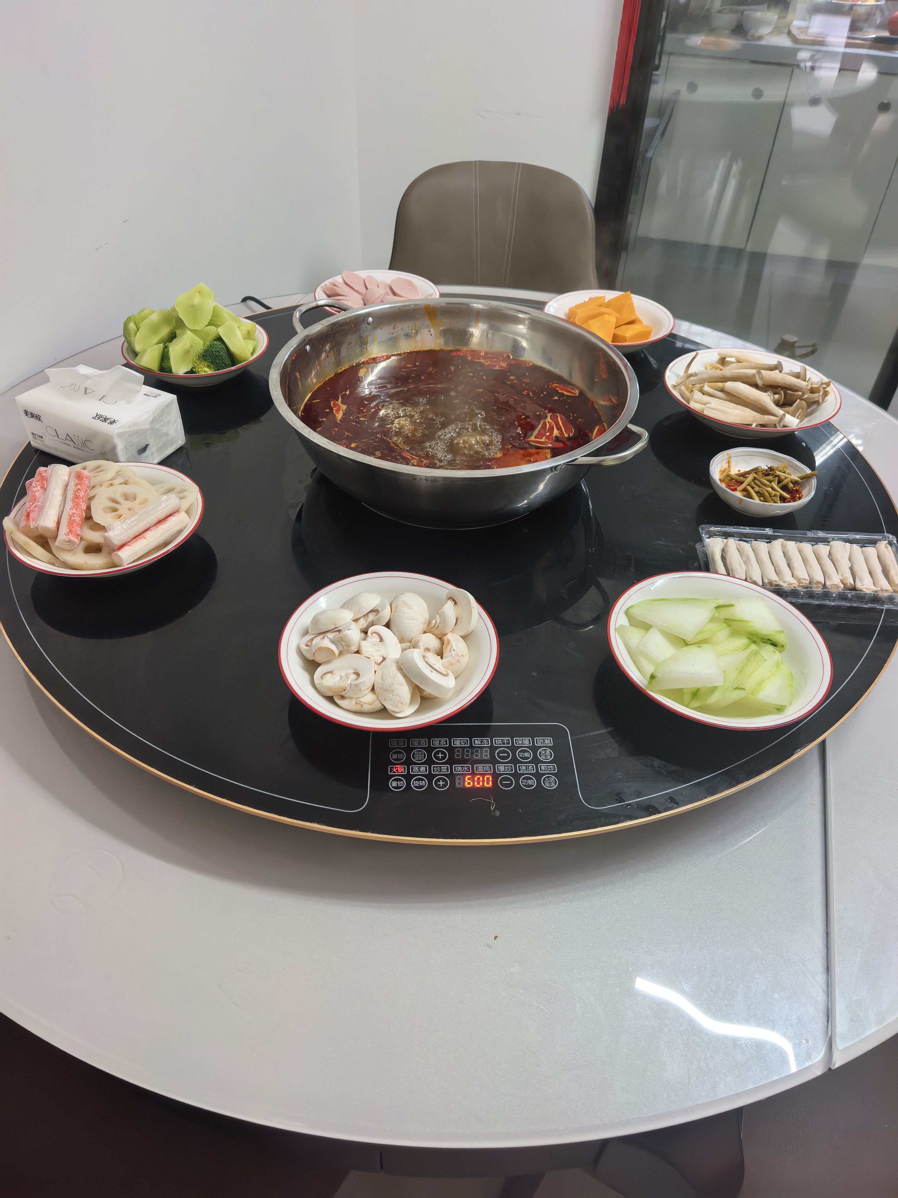 志高（CHIGO）【升级款】【分区超薄】暖菜板饭菜保温板热菜板加热桌垫带电磁炉带火锅暖菜板餐桌转盘DCL100 实拍图