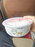 带盖泡面碗陶瓷保鲜碗 学生微波炉专用沙拉碗卡通泡面碗 保鲜碗6寸（花色随机） 实拍图