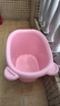 日康（rikang）泡澡桶 婴儿洗澡盆 儿童洗澡桶 浴缸浴桶赠浴凳粉色 X1001-2 实拍图