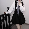 蝶娇诺（DIEJIAONUO）连衣裙子女装2026年春季新款韩系法式纯欲风学院风穿搭女套装显瘦 白色衬衫+领带+黑色背带裙 S 实拍图