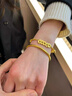 兴颖金包银手镯女素圈实心古法磨砂999黄金24K足金传承镯子送女友礼物 金1.4克-总重约30克-58圈口素圈手镯 实拍图