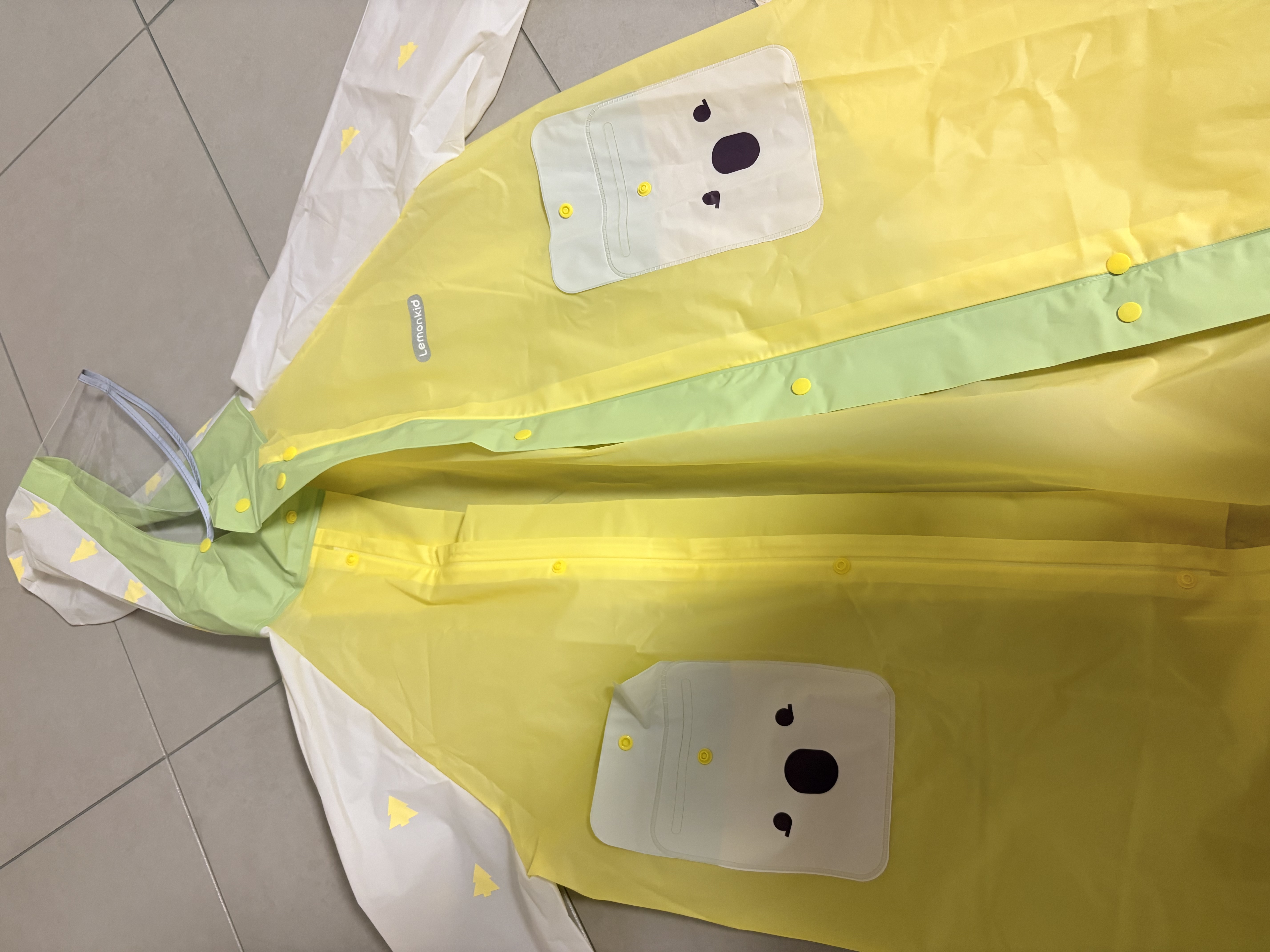柠檬宝宝儿童雨衣男女童小学生雨披带书包位宝宝上学防雨服 芝士柠檬黄2XL 实拍图