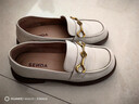 森达乐福鞋女平底英伦风通勤一脚蹬单鞋女士皮鞋SXG01AA4 米白 36  实拍图