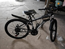 EG7山地自行车成人学生变速越野单车双减震赛车26寸青少年男女 辐条【加厚车轮-加厚车架】黑白 24寸21速【适合：145-165CM】 实拍图