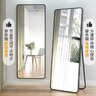 初学者 穿衣镜 全身落地镜试衣镜家用防爆壁挂衣帽间铝合金网红大镜子 经典黑150*40【壁挂+落地】 实拍图