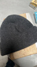 CACUSS纯羊毛毛线帽子男士秋冬加厚保暖护耳帽大头围套头针织帽黑深灰 实拍图