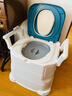 灏琦移动马桶老年人坐便器老人孕妇卧室内马桶便携坐便椅成人用便盆 【柔软坐垫+靠背】-轻奢蓝 实拍图