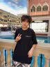 尔听美式正肩纯棉短袖男夏季重磅潮流小领口T恤潮牌宽松痞帅男生半袖 黑色 XL （120-140斤） 实拍图