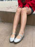 ZHR则则玛丽珍鞋女春夏新款浅口单鞋女平底镜面通勤女鞋AH335银白色37 实拍图
