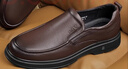 红蜻蜓男士真皮一脚蹬软底商务休闲皮鞋中年爸爸鞋男鞋 WTA33107 棕色41 实拍图