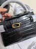 CHARLES&KEITH鳄鱼纹凯莉包手提斜挎婚包包女包生日礼物CK2-50270880-1 Black黑色 S 实拍图
