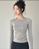 自由系运动上衣女春秋款修身圆领速干瑜伽服冬季专业跑步健身训练服长袖 实拍图