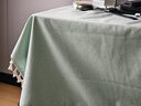 四万公里棉麻桌布免洗防水防油纯色餐厅长方形流苏台布茶几餐桌布90*140cm 实拍图