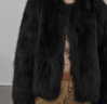 付智恩芦苇花 芬兰进口狐狸毛典雅轻盈年轻感圆领皮草外套女 黑色 L 实拍图