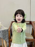 七乐豆婴儿春季开衫上衣薄款纯棉春装宝宝外套春秋女童儿童女宝开春衣服 奶绿 90 cm 实拍图