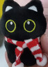 黑猫玩偶毛绒公仔挂件ins可爱猫咪包包挂饰情侣礼物送女朋友礼物 红白围巾+黑猫【升级双扣挂绳】 会吱吱叫【10厘米左右】 实拍图
