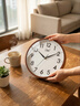 康巴丝（Compas）挂钟 创意简约钟表客厅石英钟表挂墙时钟 c2855 咖木色 26cm直径 实拍图