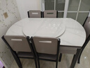 上林春天 岩板餐桌 实木餐桌椅组合现代简约伸缩折叠圆桌吃饭桌子餐厅家具 亮光雪山白-黑灰框架【木椅】 1.35m 一桌六椅 实拍图