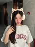 ROBERILLINE柏林之声B5头戴式耳机无线蓝牙电脑电竞游戏猫耳朵高颜值儿童耳麦女生发光可爱品质长续航降噪耳麦 米白色（蓝牙版）+RGB发光耳机架 实拍图