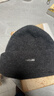 CACUSS纯羊毛毛线帽子男士秋冬加厚保暖护耳帽大头围套头针织帽黑深灰 实拍图