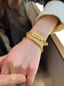 兴颖金包银手镯女素圈实心古法磨砂999黄金24K足金传承镯子送女友礼物 金1.4克-总重约30克-58圈口素圈手镯 实拍图
