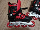 美洲狮（COUGAR）轮滑鞋儿童闪光溜冰鞋男女滑冰旱冰鞋女轮滑鞋男童 黑红单闪套装 L (可调37-41码) 实拍图