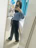 香影复古蓝高腰牛仔直筒裤女2026秋季新款刺绣水洗丹宁窄版阔腿裤 牛仔蓝 S 155/60A/85-95斤 实拍图
