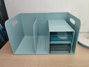 得力（deli）多功能桌面书立架收纳桌上收纳盒抽屉式置物架书挡学生/办公学习用品蓝色 PK110 实拍图