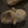 名创优品（MINISO）羊咩咩棉拖鞋女秋冬家居室内厚底月子毛毛拖鞋黄色包跟款 38-39 实拍图