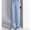 真维斯（Jeanswest）冰丝牛仔裤女2026春夏季薄款高腰直筒宽松阔腿裤天丝垂感拖地裤子 浅蓝色长裤(建议身高158-165CM) XL (建议123-135斤) 实拍图