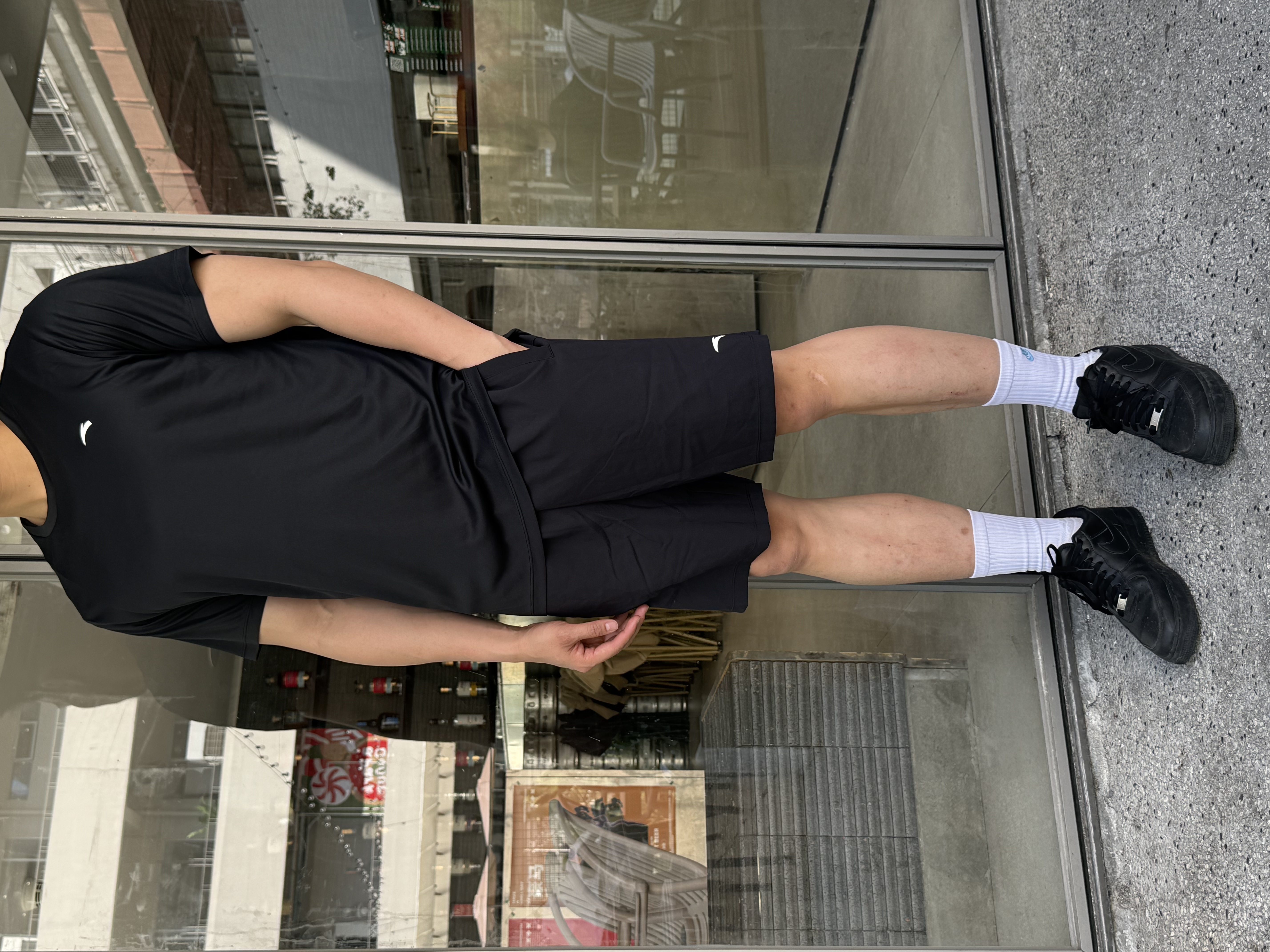 安踏（ANTA） 两件套 运动套装男夏季新款冰丝速干透气运动服父亲节爸爸套装 【店内爆款-清凉冰丝】黑T+梭织五分裤 2XL/185 实拍图