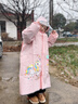 牧萌儿童雨衣带书包位男童女童女孩加长全身学生雨披 粉独角兽 2XL 实拍图