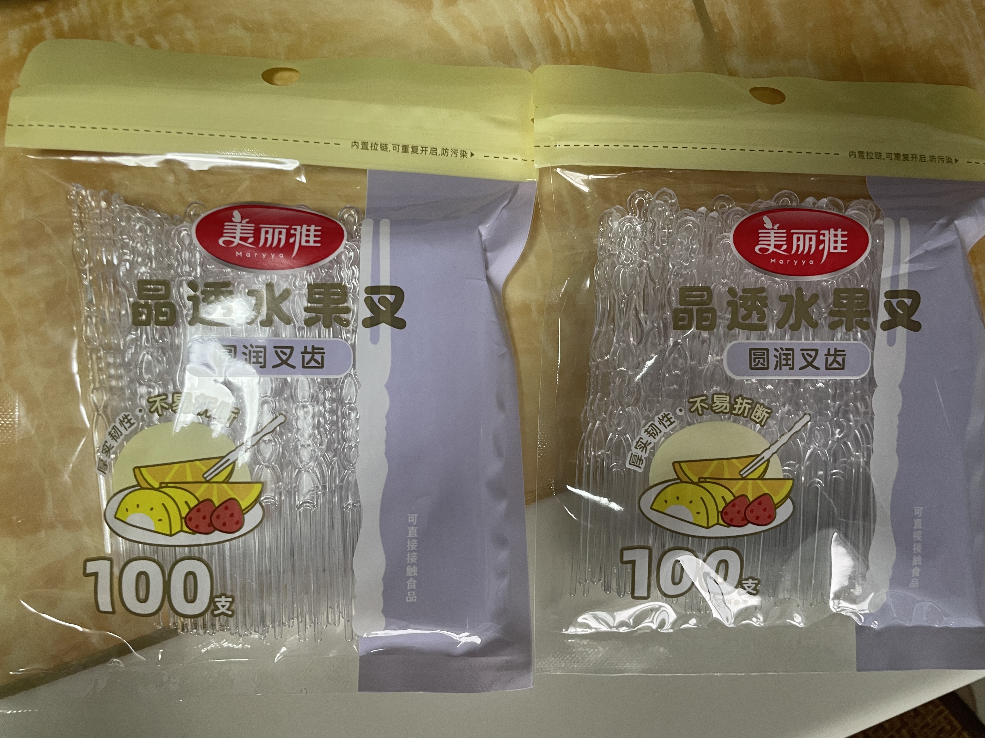 美丽雅水果叉200支 一次性水果叉食品级甜品叉子儿童蛋糕叉小吃签 实拍图