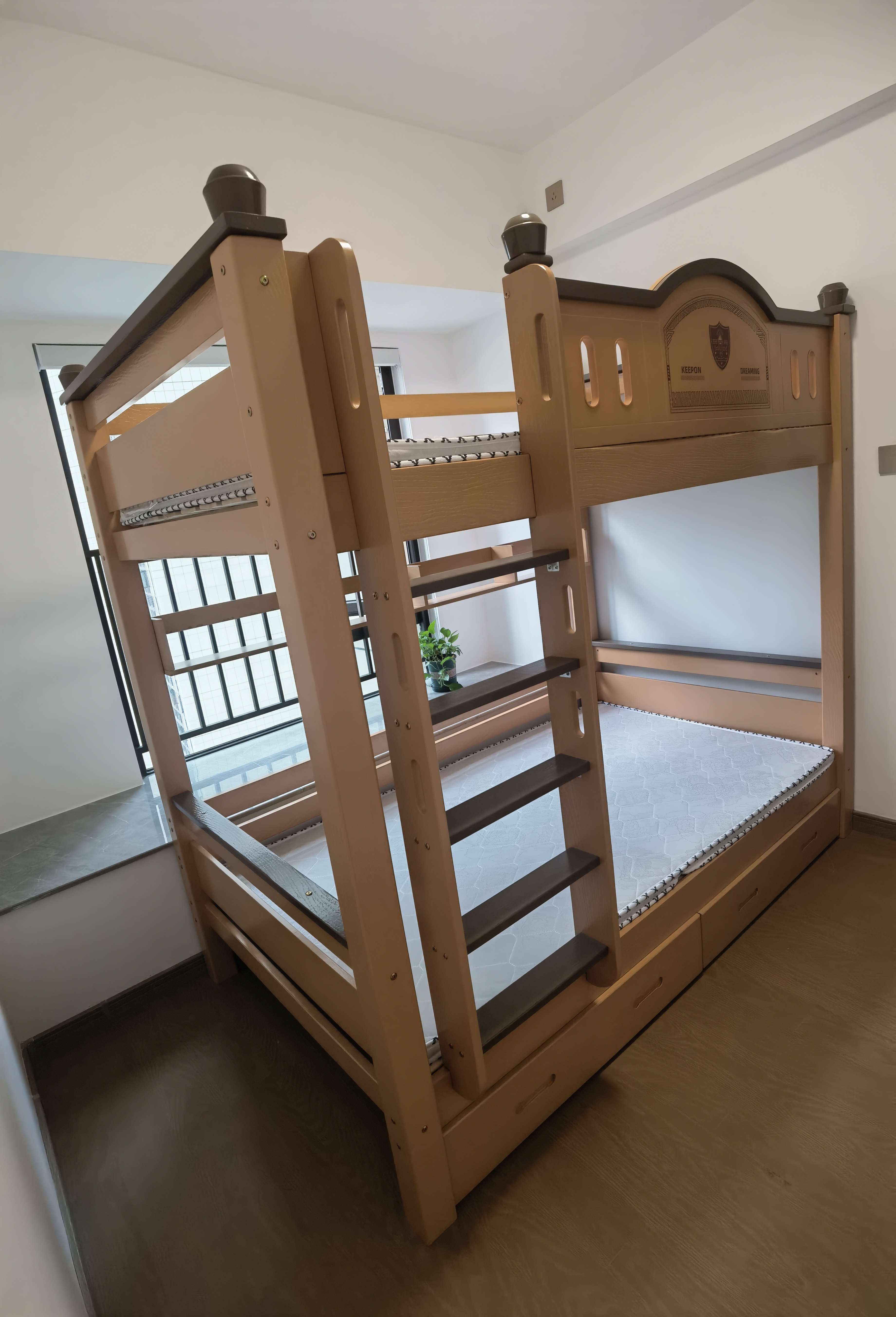 名轩阁全实木上下床上下同宽高低床上下铺互不干扰多功能樱桃木子母木床 直梯120*204cm【榉木色I款樱桃木】 实拍图
