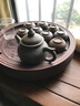 正扬紫砂茶盘手工紫砂茶盘功夫茶具圆形茶台紫砂干泡储水盘茶船茶托 14英寸紫砂双龙戏珠  紫色色 实拍图