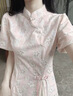 丹珠娜（DanZhuNa）新中式连衣裙女装2026夏季新款气质改良国风少女旗袍改良裙子夏天 粉色（无饰品） M 实拍图