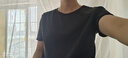 策息冰丝纯色短袖t恤男士夏季凉感透气半袖学生休闲百搭男装速干运动 黑色+深灰 XL -建议110-130斤左右 实拍图