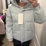 波司登（BOSIDENG）冬季羽绒服商场热卖同款女短款时尚休闲连帽合身加厚外套 天蓝爱心印花9W38 S 160/84A 体重约100-110斤 实拍图