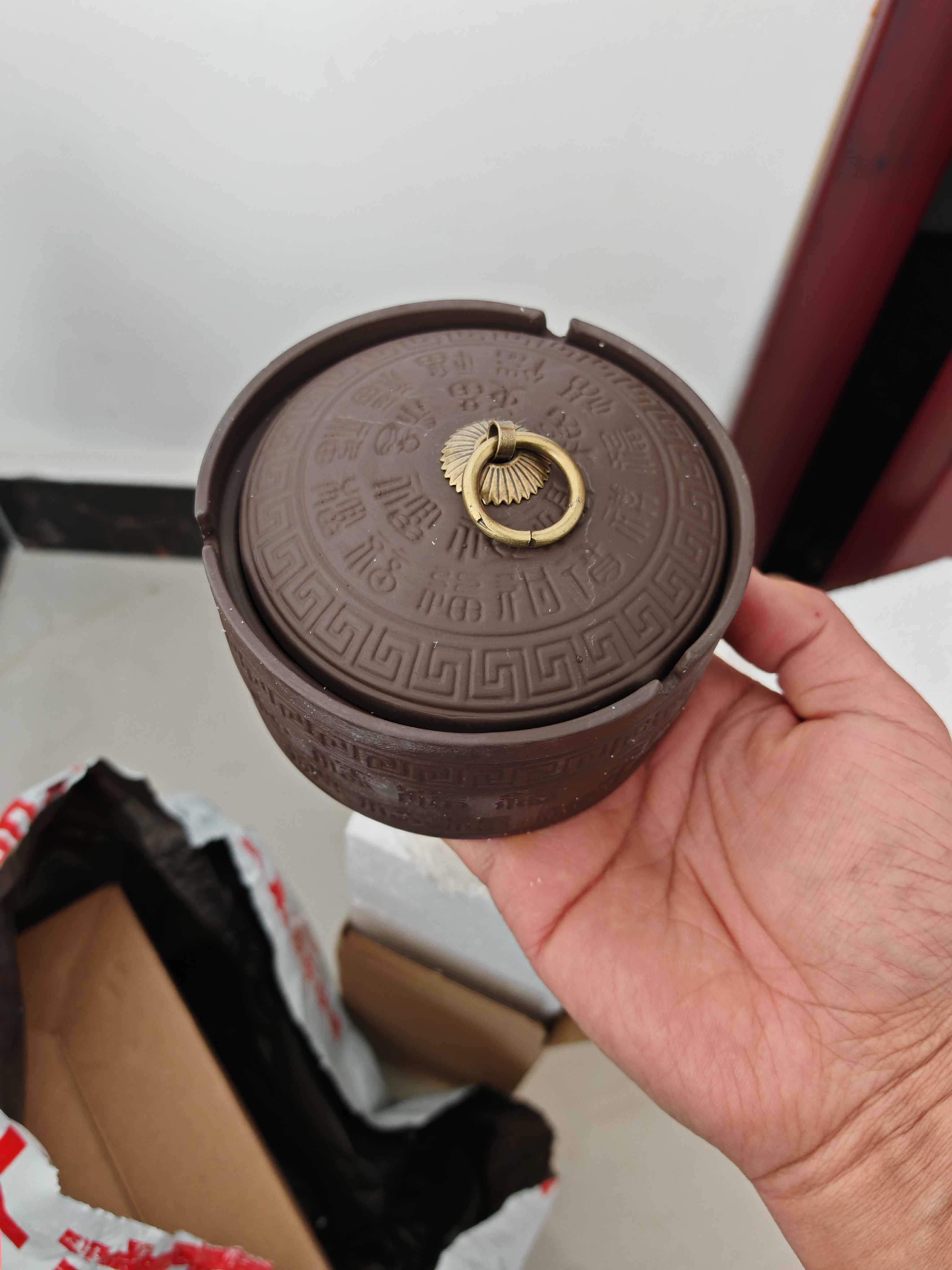 侑家良品新中式灰缸紫砂烟灰缸带盖百福复古上档次创意酒店家用客厅茶 实拍图