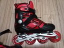 美洲狮（COUGAR）轮滑鞋儿童闪光溜冰鞋男女滑冰旱冰鞋女轮滑鞋男童 黑红单闪套装 L (可调37-41码) 实拍图
