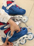 斯威（SWAY）轮滑鞋儿童溜冰鞋男女童初学套装中小学滑轮滑冰旱冰鞋成人直排轮 波蓝八轮全闪+头盔护具+一体支架 M (适合6-12岁)平时鞋码31-36 实拍图