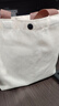 帆布收纳包纯色手提包女士学生上班上学手拎便当饭盒收纳帆布袋 白色 实拍图